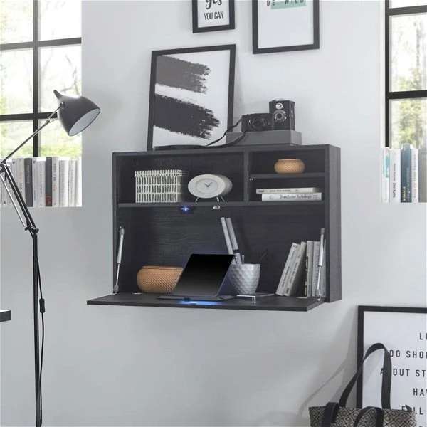 Mäusbacher Office Plus Sekretär / Hängeschrank Flamed Wood Black 3 Mäusbacher Office Plus Sekretär / Hängeschrank Flamed Wood Black