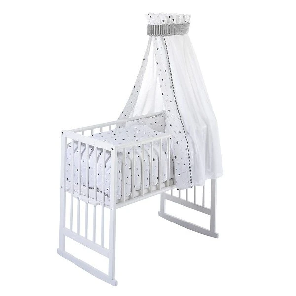 Schardt Multifunktionswiege 5 In 1 Buche Massiv Weiß Lackiert Mit Textiler Ausstattung Sternchen Grau 3 Schardt Multifunktionswiege 5 In 1 Buche Massiv Weiß Lackiert Mit Textiler Ausstattung Sternchen Grau