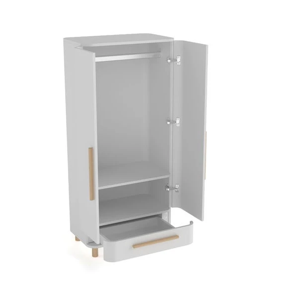 Nature Kid Milan Kleiderschrank Natur / Weiß 2-türig 4 Nature Kid Milan Kleiderschrank Natur / Weiß 2-türig – Bild 2