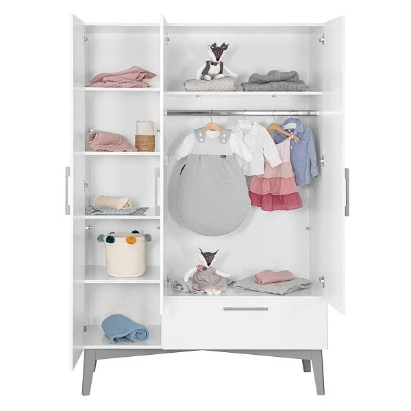 Roba Mika Kleiderschrank 3T Weiß/grau 4 Roba Mika Kleiderschrank 3T Weiß/grau – Bild 2