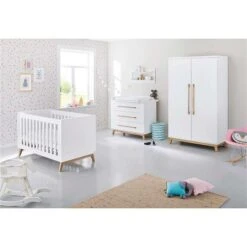 Pinolino Riva Kinderzimmer Breit 2türig Inkl. Wandregal Edelmatt Weiß/Esche Klar Lackiert