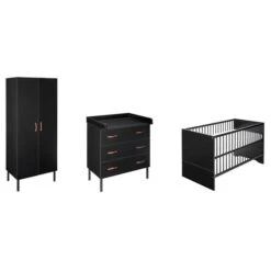 Schardt Melody Black Kinderzimmer 2T + Umbauseiten Dekor Schwarz / Massivholz Buche Schwarz Lackiert