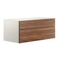 Now! Vision By Hülsta Lowboard 2,5R 2 Schubladen 44,8x105,7x52 - Lack-weiß/Kernnussbaum