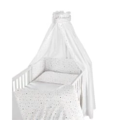 Schardt Little Stars Gold Bettset 4- Teilig Mit Bettwäsche, Himmel Und Nestchen