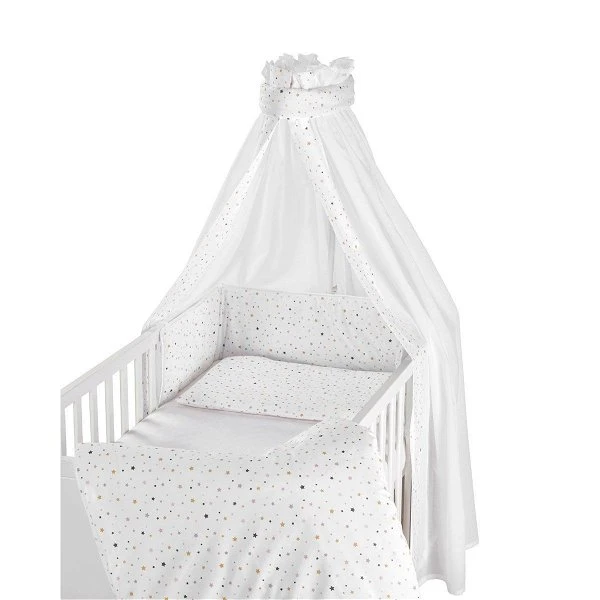 Schardt Little Stars Gold Bettset 4- Teilig Mit Bettwäsche, Himmel Und Nestchen 3 Schardt Little Stars Gold Bettset 4- Teilig Mit Bettwäsche, Himmel Und Nestchen