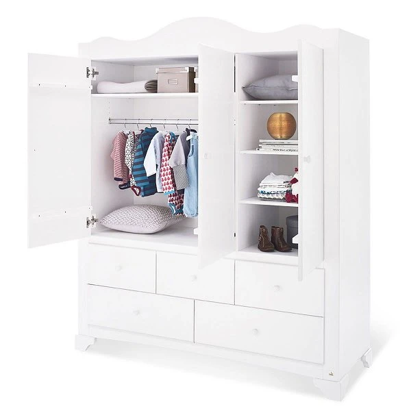 Pinolino Pino Kleiderschrank Groß 3T, 2S Kiefer Massiv, Weiß Lasiert - Zum Toppreis 4 Pinolino Pino Kleiderschrank Groß 3T, 2S Kiefer Massiv, Weiß Lasiert - Zum Toppreis – Bild 2