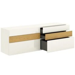 Now! Vision By Hülsta Sideboard 4R 6 Schubladen 70,4x211,3x52 - Lack-weiß/Natureiche/Hochglanz -Kinder Geschäft 1423 huelsta now vision 151248f4 1