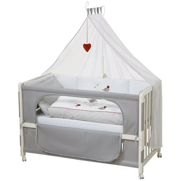 Roba Room Bed Adam & Eule, Weiß Lackiert Babybett Mit Bettwäscheset, Matratze, Himmelstange 3 Roba Room Bed Adam & Eule, Weiß Lackiert Babybett Mit Bettwäscheset, Matratze, Himmelstange