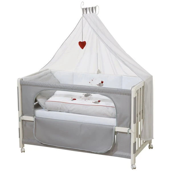 Roba Room Bed Adam & Eule, Weiß Lackiert Babybett Mit Bettwäscheset, Matratze, Himmelstange 4 Roba Room Bed Adam & Eule, Weiß Lackiert Babybett Mit Bettwäscheset, Matratze, Himmelstange – Bild 2