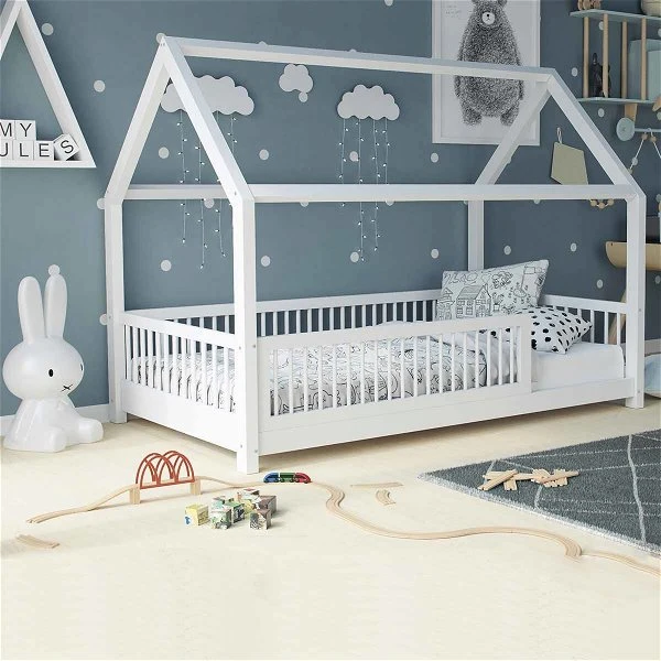 Nature Kid Sara Hüttenbett Weiß Mit Giebel Mit Rundsprossen 3 Nature Kid Sara Hüttenbett Weiß Mit Giebel Mit Rundsprossen