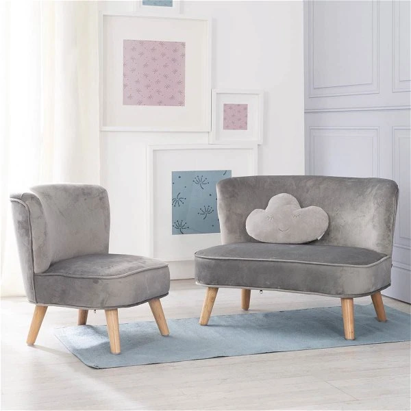 Roba Lil Sofa Set Groß Roba Style Silbergrau Inkl. Kindersofa, Kindersessel & Dekokissen Wolke 3 Roba Lil Sofa Set Groß Roba Style Silbergrau Inkl. Kindersofa, Kindersessel & Dekokissen Wolke