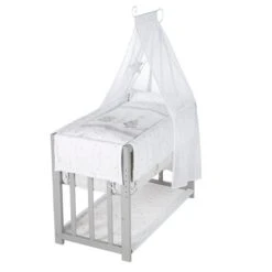 Roba Stubenbett 4 In 1 Grau Sternenzauber Inkl. Nestchen, Bettwäsche, Matratze & Himmel