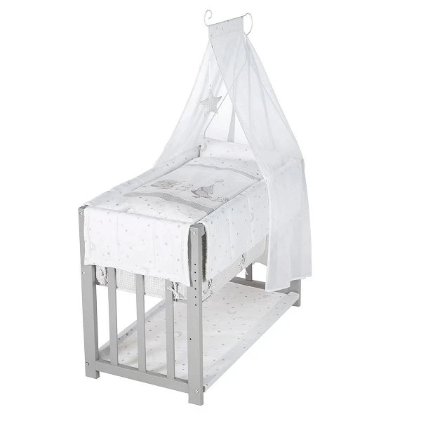 Roba Stubenbett 4 In 1 Grau Sternenzauber Inkl. Nestchen, Bettwäsche, Matratze & Himmel 3 Roba Stubenbett 4 In 1 Grau Sternenzauber Inkl. Nestchen, Bettwäsche, Matratze & Himmel