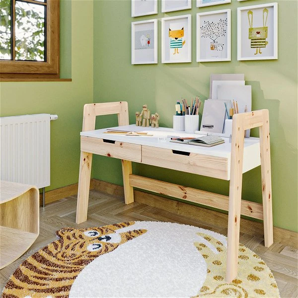 Nature Kid Cory Schreibtisch Weiß/natur Höhenverstellbar, Aus Kiefer Und MDF 3 Nature Kid Cory Schreibtisch Weiß/natur Höhenverstellbar, Aus Kiefer Und MDF