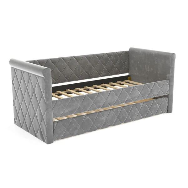 Nature Kid Vilena Sofabett Velour Grau 90 X 200 Cm Mit Gästebett 5 Nature Kid Vilena Sofabett Velour Grau 90 X 200 Cm Mit Gästebett – Bild 3