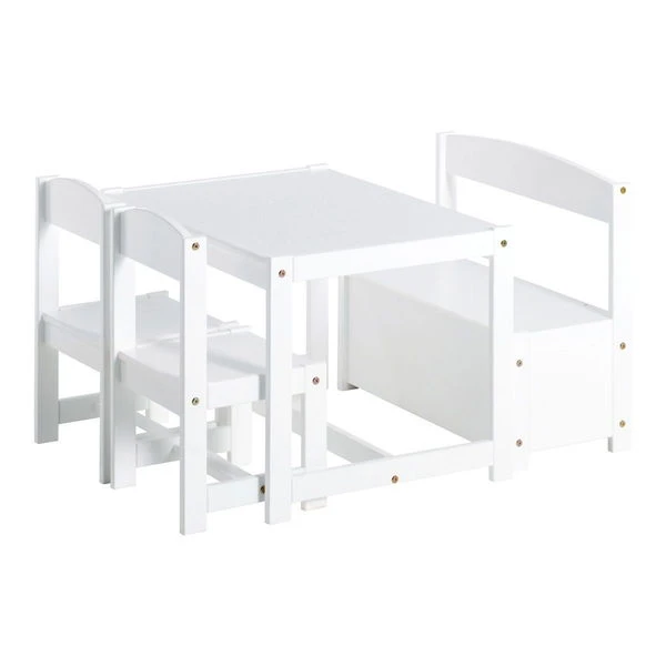 Hoppekids Kinderset Mathilde Weiß 2 Stühle, 1 Tisch, 1 Bank 4 Hoppekids Kinderset Mathilde Weiß 2 Stühle, 1 Tisch, 1 Bank – Bild 2