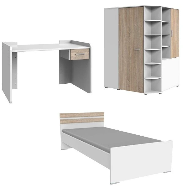 Wimex Joker Jugendzimmer 3-teilig Schreibtisch Verstellbar Weiß / Eiche Sägerau 3 Wimex Joker Jugendzimmer 3-teilig Schreibtisch Verstellbar Weiß / Eiche Sägerau