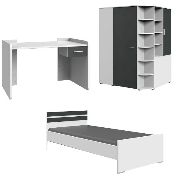 Wimex Joker Jugendzimmer 3-teilig Schreibtisch Verstellbar Weiß / Graphit 3 Wimex Joker Jugendzimmer 3-teilig Schreibtisch Verstellbar Weiß / Graphit