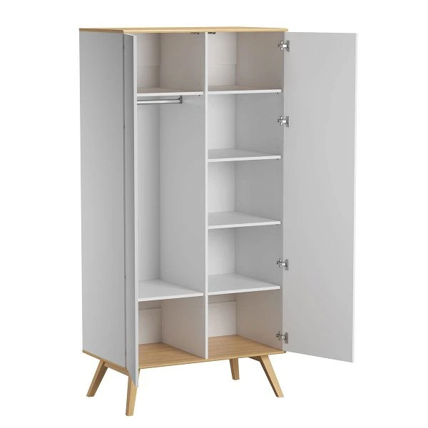 VOX Nature Kleiderschrank 2-türig Weiß/eiche 4 VOX Nature Kleiderschrank 2-türig Weiß/eiche – Bild 2