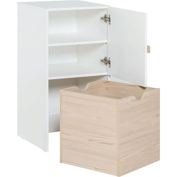 VOX Stige Kommode Mit Tür & Rollenschublade Weiß / Pinie 4 VOX Stige Kommode Mit Tür & Rollenschublade Weiß / Pinie – Bild 2