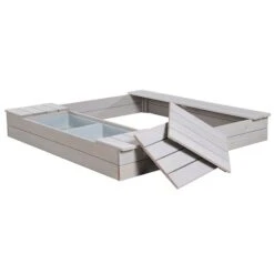 Roba Sandkasten Outdoor Grau Mit Spielwannen Aus Wetterfestem Massivholz