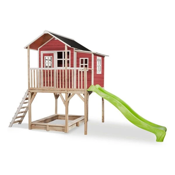 EXIT TOYS EXIT Loft 750 Holzspielhaus - Rot Extra Hoch - Mit Sandkasten, Rutsche & Anbau 3 EXIT TOYS EXIT Loft 750 Holzspielhaus - Rot Extra Hoch - Mit Sandkasten, Rutsche & Anbau