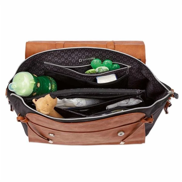Gesslein Wickeltasche No.4 Schwarz/tabac Mit Kunstleder 4 Gesslein Wickeltasche No.4 Schwarz/tabac Mit Kunstleder – Bild 2
