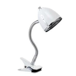 LIFETIME Klemmleuchte Weiß/Chrome Flexibler Hals - Max. 40 W