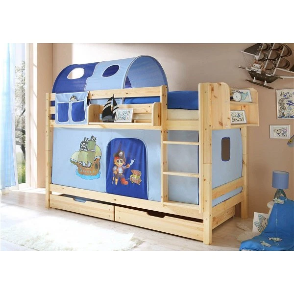 Ticaa Marcel Etagenbett Kiefer Natur Massivholz - Vorhang-Dessin Wählbar 4 Ticaa Marcel Etagenbett Kiefer Natur Massivholz - Vorhang-Dessin Wählbar – Bild 2