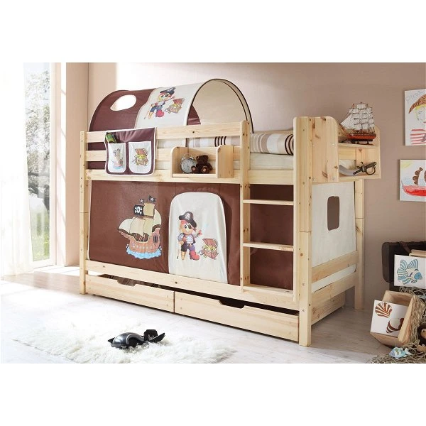 Ticaa Marcel Etagenbett Kiefer Natur Massivholz - Vorhang-Dessin Wählbar 3 Ticaa Marcel Etagenbett Kiefer Natur Massivholz - Vorhang-Dessin Wählbar