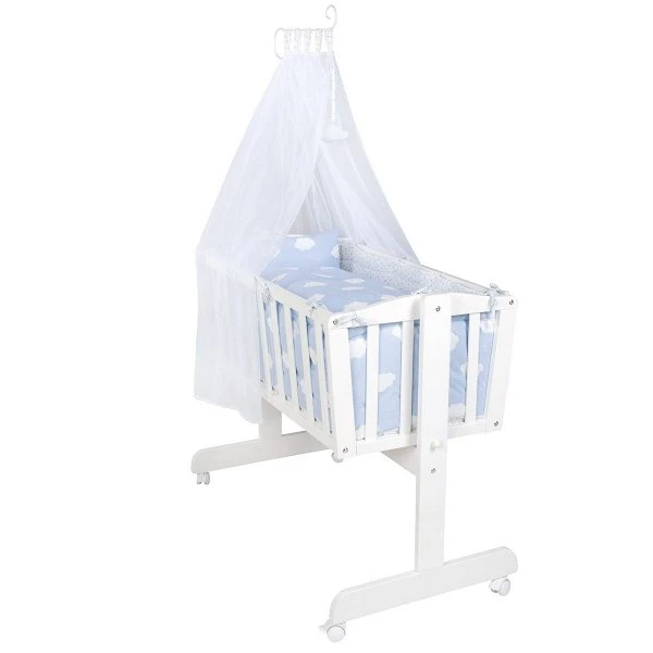 Roba Komplettwiegenset Weiß Inklusive Textiler Ausstattung Kleine Wolke Blau 3 Roba Komplettwiegenset Weiß Inklusive Textiler Ausstattung Kleine Wolke Blau