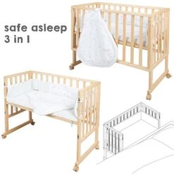 Roba Stubenbett Safe Asleep® 3 In1 - Natur Inklusive Matratze, Nest & Schlafsack Easy Air