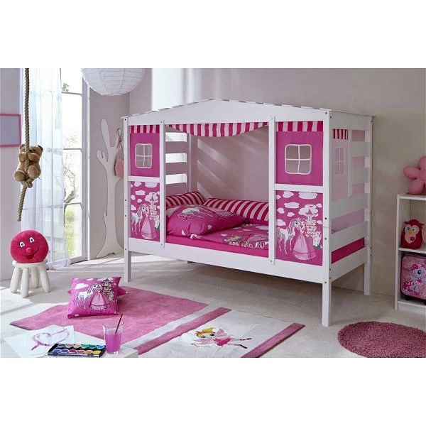 Ticaa Hausbett Horse Rosa Kiefer Weiß Massivholz - Dessin: Horse Rosa 3 Ticaa Hausbett Horse Rosa Kiefer Weiß Massivholz - Dessin: Horse Rosa