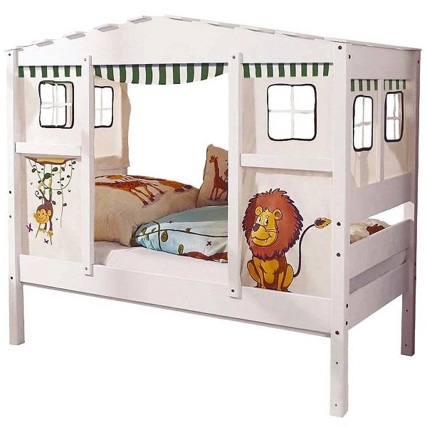 Ticaa Hausbett MINI Safari Kiefer Weiß Massivholz - Dessin: Safari - 80 X 160 Cm 4 Ticaa Hausbett MINI Safari Kiefer Weiß Massivholz - Dessin: Safari - 80 X 160 Cm – Bild 2