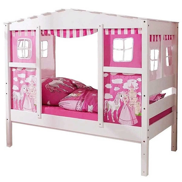 Ticaa Hausbett MINI Horse Rosa Kiefer Weiß Massivholz - Dessin: Horse Rosa - 80 X 160 Cm 4 Ticaa Hausbett MINI Horse Rosa Kiefer Weiß Massivholz - Dessin: Horse Rosa - 80 X 160 Cm – Bild 2