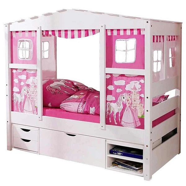 Ticaa Hausbett MINI Horse Rosa Kiefer Regalelement Massivholz - Dessin: Horse Rosa - 80 X 160 Cm 4 Ticaa Hausbett MINI Horse Rosa Kiefer Regalelement Massivholz - Dessin: Horse Rosa - 80 X 160 Cm – Bild 2