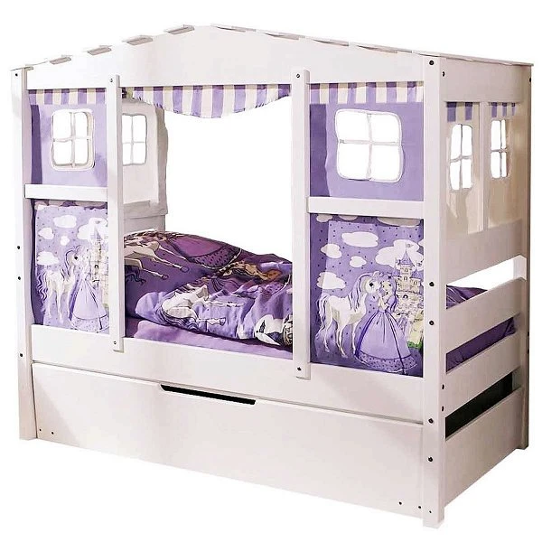 Ticaa Hausbett MINI Horse Lila Kiefer - Bettkasten Weiß Massivholz - Dessin: Horse Lila - 80 X 160 Cm 4 Ticaa Hausbett MINI Horse Lila Kiefer - Bettkasten Weiß Massivholz - Dessin: Horse Lila - 80 X 160 Cm – Bild 2