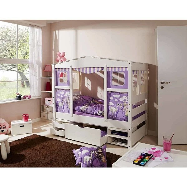 Ticaa Hausbett MINI Horse Lila Kiefer Regalelement Massivholz - Dessin: Horse Lila - 80 X 160 Cm 3 Ticaa Hausbett MINI Horse Lila Kiefer Regalelement Massivholz - Dessin: Horse Lila - 80 X 160 Cm