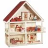 Roba Puppenhaus Natur/rot Inkl. Möbel Und Puppen Zum Toppreis -Kinder Geschäft 9457 puppenhaus f 02
