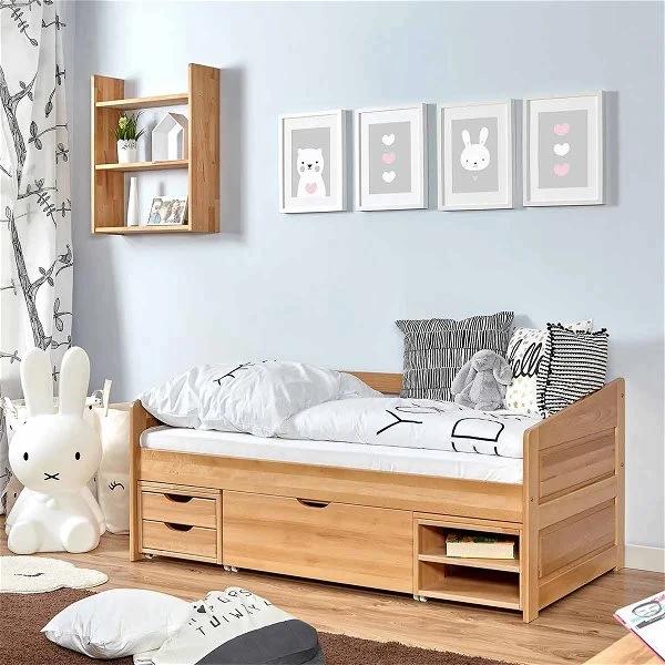 Ticaa Sofabett MINI Micki 3er Funktionsschubkasten Buche Massivholz - 80x160 Cm - Inkl. Matratze 3 Ticaa Sofabett MINI Micki 3er Funktionsschubkasten Buche Massivholz - 80x160 Cm - Inkl. Matratze