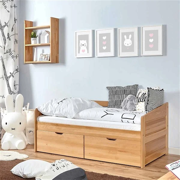 Ticaa Sofabett MINI Micki Buche 2er Schubkästen Massivholz - 80x160 Cm - Inkl. Matratze 3 Ticaa Sofabett MINI Micki Buche 2er Schubkästen Massivholz - 80x160 Cm - Inkl. Matratze