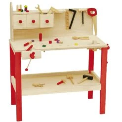 Roba Werkbank Rot/natur Inklusive Werkzeugset