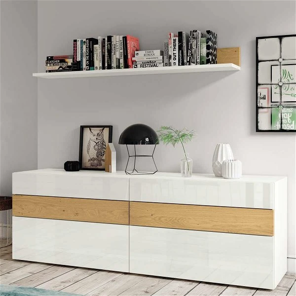 Now! Vision By Hülsta Kombination 6 70x246x52 Lack-weiß/Natureiche/Lack-Hochglanz-weiß 3 Now! Vision By Hülsta Kombination 6 70x246x52 Lack-weiß/Natureiche/Lack-Hochglanz-weiß