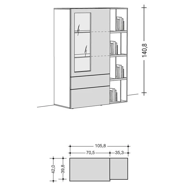 Now! Vision By Hülsta Kombination 7 140x105x42 Lack-weiß/Natureiche/Lack-Hochglanz-weiß 4 Now! Vision By Hülsta Kombination 7 140x105x42 Lack-weiß/Natureiche/Lack-Hochglanz-weiß – Bild 2
