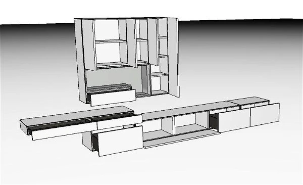 Hülsta Tetrim Wohnwand 4 - Lack-Ausführung Lowboard & Hängeelement 4 Hülsta Tetrim Wohnwand 4 - Lack-Ausführung Lowboard & Hängeelement – Bild 2