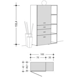 Now! No.14 By Hülsta Kombination 13 155x105x42 Lack-weiß/taubenblau/Hochglanz-weiß 5 Now! No.14 By Hülsta Kombination 13 155x105x42 Lack-weiß/taubenblau/Hochglanz-weiß -Kinder Geschäft 980019 strichzeichnung 1