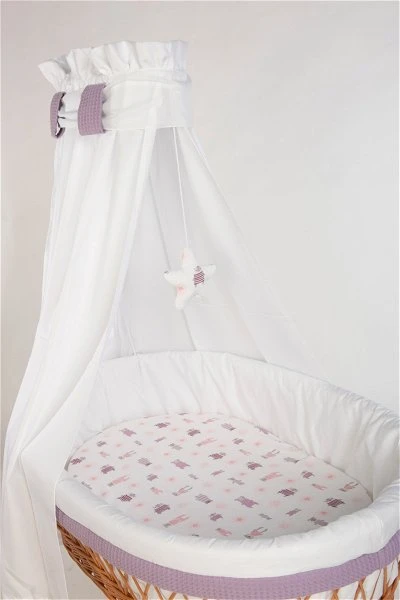 Mionido Stubenwagen Maxi Natur Pyjamabär Flieder Mit Garnierung, Matratze Und Matratzenbezug 4 Mionido Stubenwagen Maxi Natur Pyjamabär Flieder Mit Garnierung, Matratze Und Matratzenbezug – Bild 2