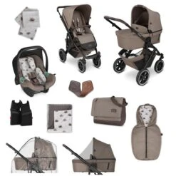 ABC Design Salsa 4 Air Kinderwagen Starter-Set Cream Pure Mit Autositz, Wickeltasche, Fußsack Und Mehr
