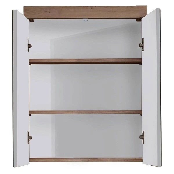 Trendteam Amanda Spiegelschrank 60x77x17 Cm Weiß / Asteiche | Inkl. Beleuchtung 4 Trendteam Amanda Spiegelschrank 60x77x17 Cm Weiß / Asteiche | Inkl. Beleuchtung – Bild 2