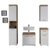 Trendteam Amanda Badmöbel 164x190x34 Cm 4-teilig Weiß / Asteiche